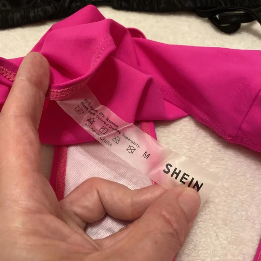 SHEIN Black and Hot Pink Bikini Set